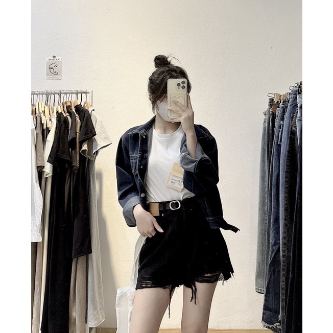 Quần đùi bò rách