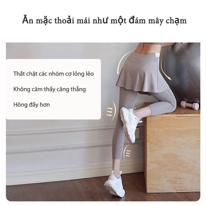 Váy Quần Legging Lưng Cao Co Giãn Nhanh Khô Thoáng Khí Màu Sắc Tương Phản Thời Trang Tập Yoga