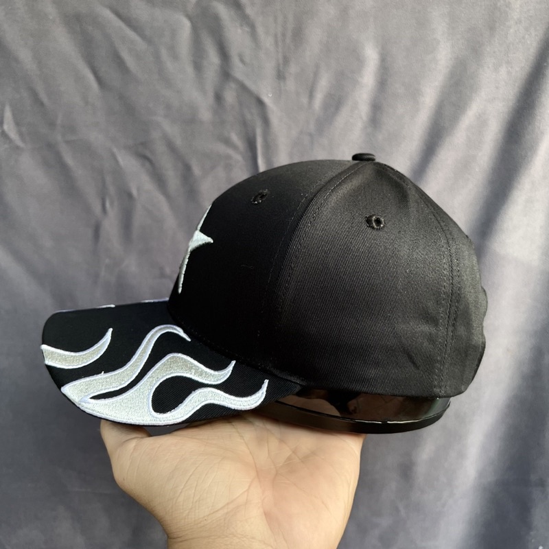 Nón lửa lưỡi trai Flame Star_cotton_màu đen_dành cho nam và nữ