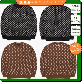Áo Nỉ MLB Chính Hãng Full Box Tag Classic Monogram Front Panel Pattern Overfit Sweatshirt New York Yankees 3Amtm0224