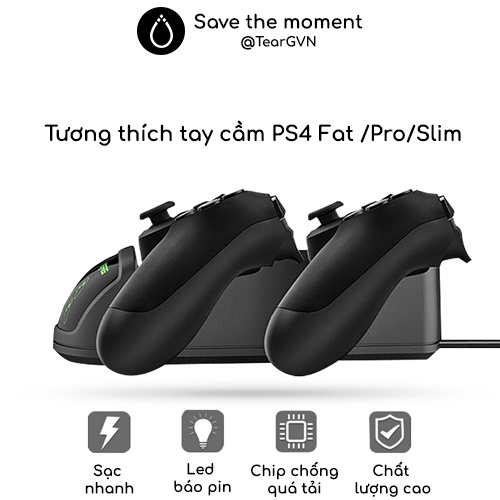 Dock sạc tay cầm và cáp sạc  cho PS4 - có led báo trạng thái sạc