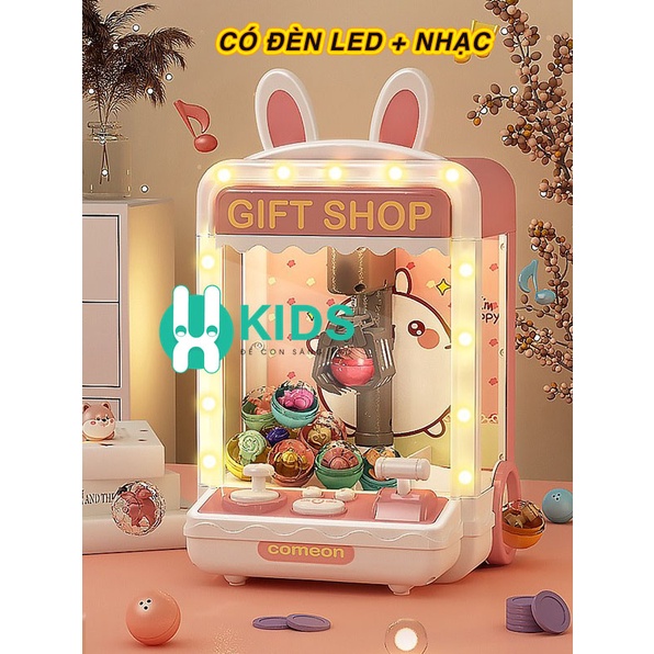 Đồ chơi máy gắp gấu bông cỡ lớn phiên bản mới có đèn LED nhạc vui nhộn, đếm thời gian kèm sẵn 10 thú bông 10 bóng cho bé