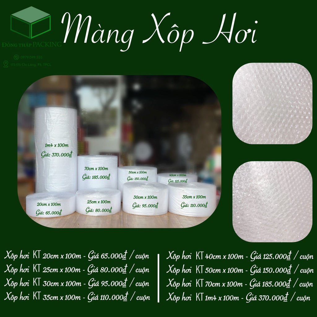 Màng Xốp Hơi Gói Hàng Giá Rẻ 20cm x 100m