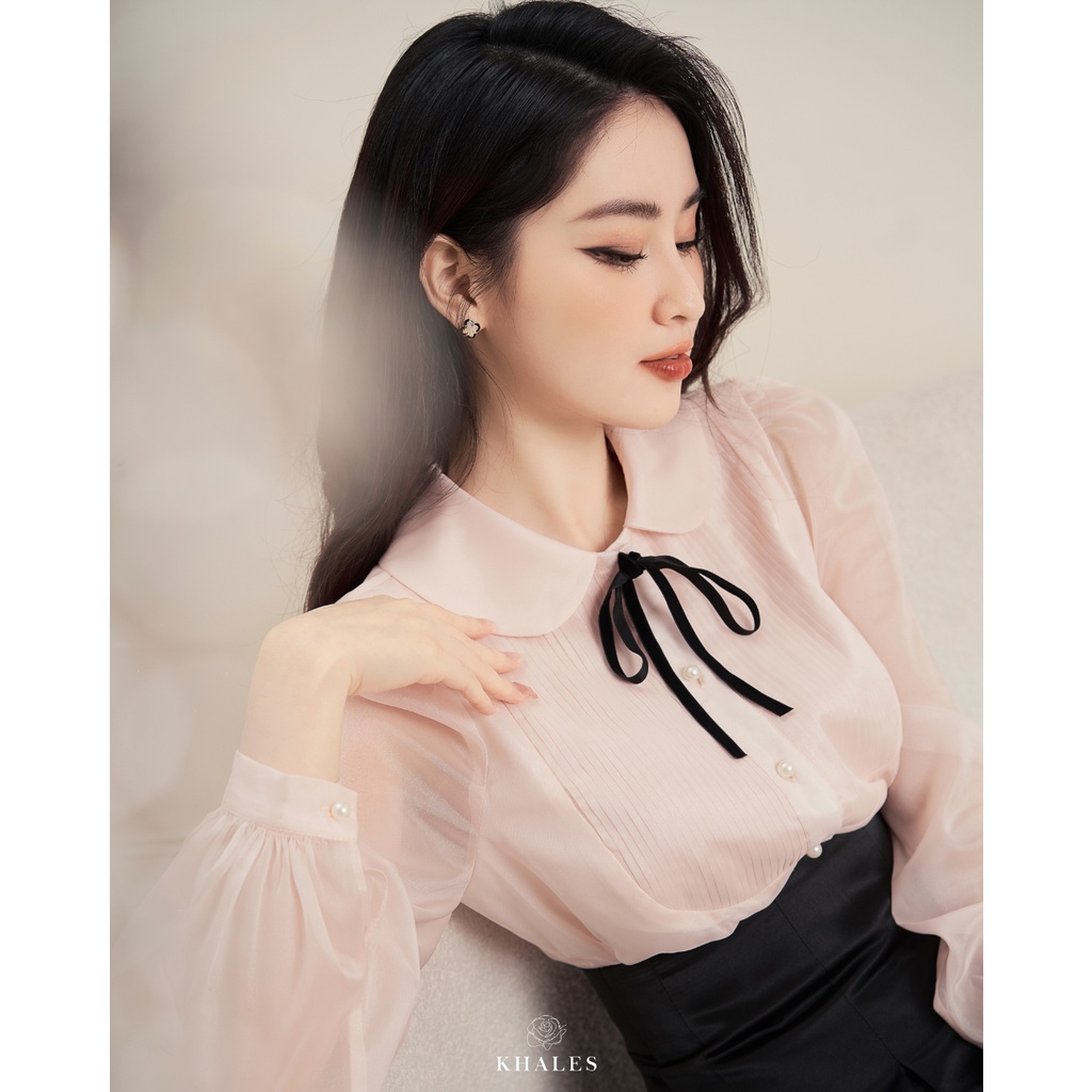 Áo sơmi KHALES Tika dài tay tơ ánh hồng