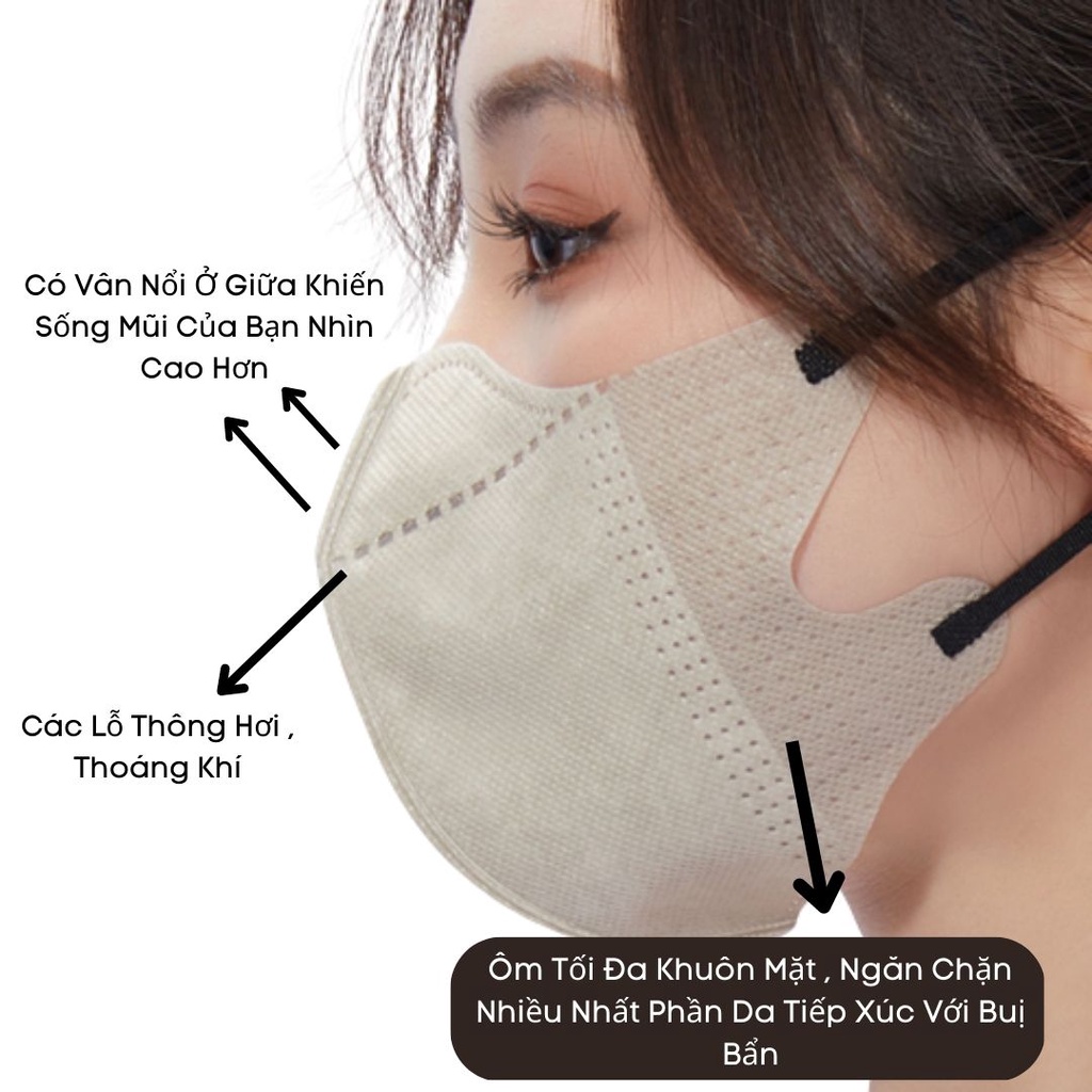 Khẩu trang 5D uni mask Unicare quai thun khẩu trang y tế kháng khuẩn dày 3 lớp vải