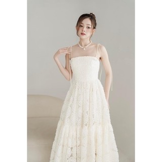 Đầm ren hoa thiết kế tặng kèm tag nơ