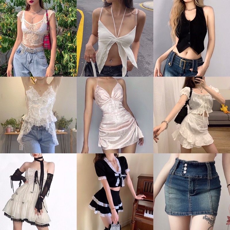 Đầm, váy, áo croptop các loại