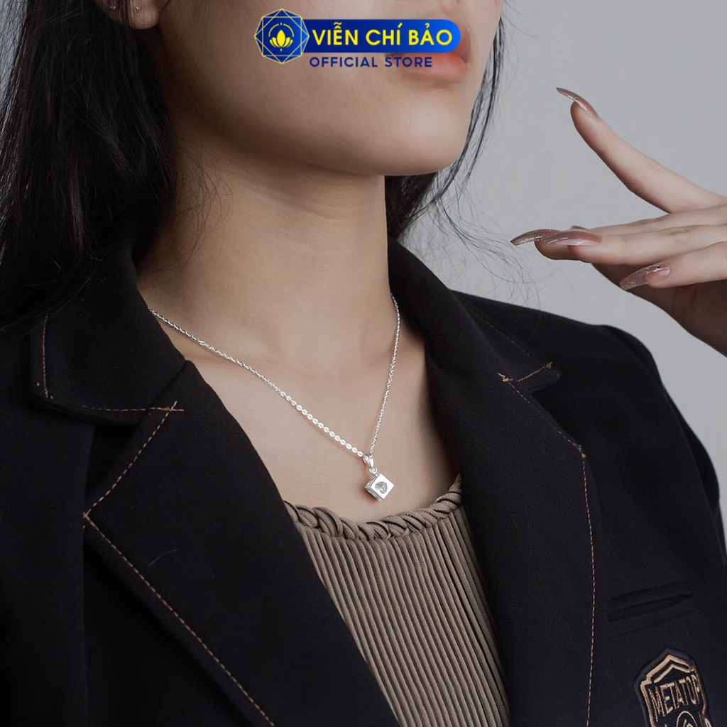 Dây chuyền bạc nữ Mặt lập phương trái tim bạc 925 thời trang phụ kiện trang sức Viễn Chí Bảo D400434