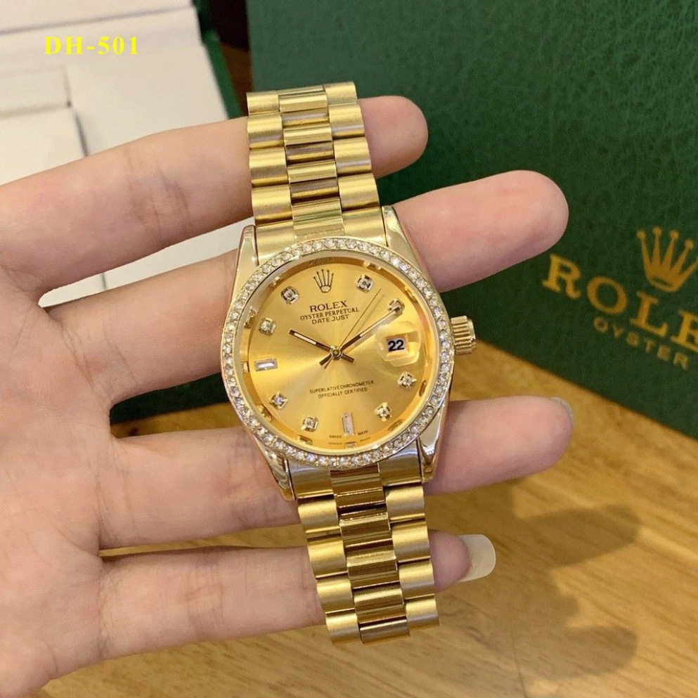 (Rolex nam dây thép) Đồng hồ nam ROLEX - hàng cao cấp -không bay màu, đính đá sang trọng.