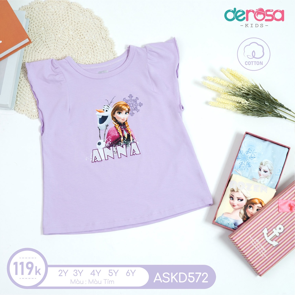 Áo cộc tay cho bé gái DEROSA KIDS chất liệu cotton từ 2 đến 6 tuổi ASKD572A