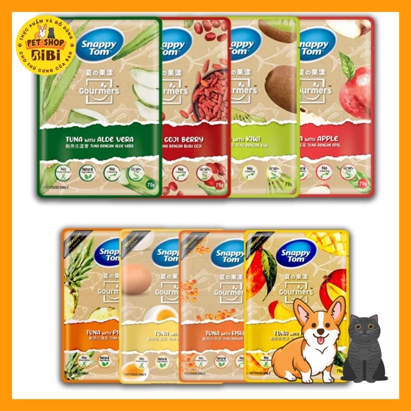 [THỨC ĂN CHO MÈO] Combo 10 Gói Pate SNAPPY TOM TRÁI CÂY 70g