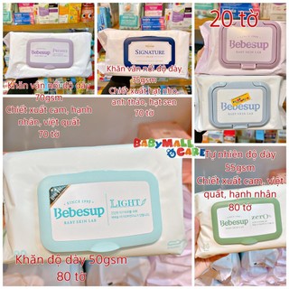 KHĂN ƯỚT BEBESUP PREMIER CHO BÉ TỪ SƠ SINH 20 TỜ CÁC DÒNG