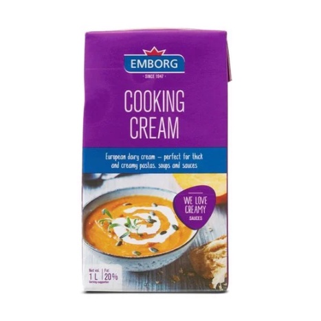 Kem nấu tiệt trùng Emborg (20% chất béo) 1L (chế biến sốt pasta, mì Ý, súp kem sữaKem tươi cooking cr