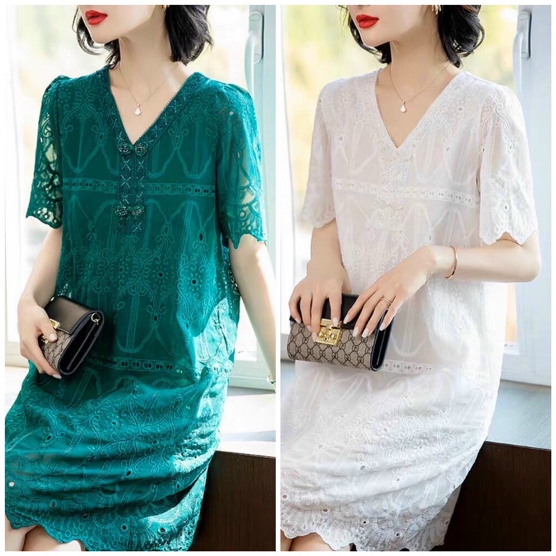 HÀN NHẬP - ĐẦM SUÔNG REN CỔ KẾT ĐÁ