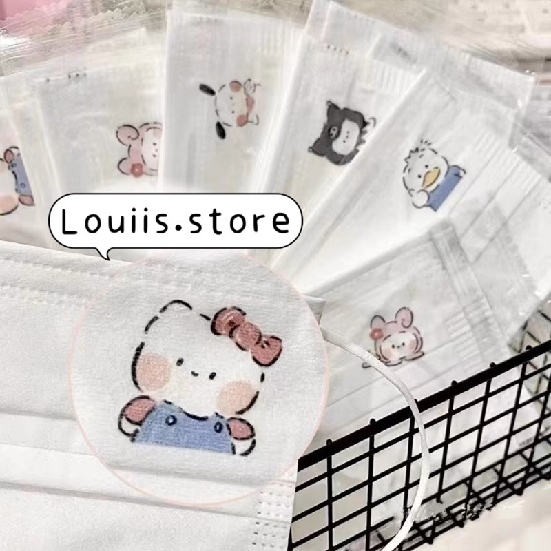 Khẩu trang in hình dễ thương người lớn Louiis.store