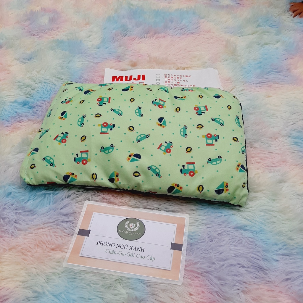 Gối cho bé sơ sinh Muji 25x40 cho trẻ em từ 0-3 tuổi 100%Cotton hàng chính hãng Phòng Ngủ Xanh thấm hút mồ hôi cực tốt