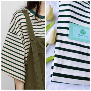 ▪️[ Sẵn ảnh thật  ]  Áo phông kẻ nhỏ form rộng phong cách Hàn Quốc Nũ
