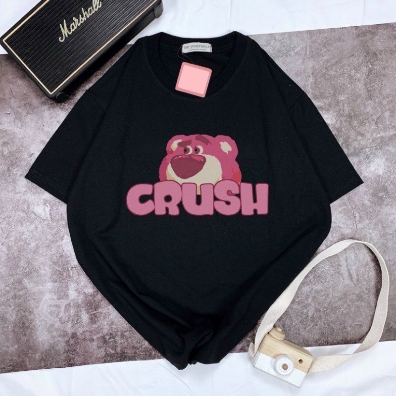 (FreeShip) Aó thun from rộng in gấu CRUSH không bong tróc,áo tay lỡ chất thun cotton co giản chất đẹp chuẩn shop