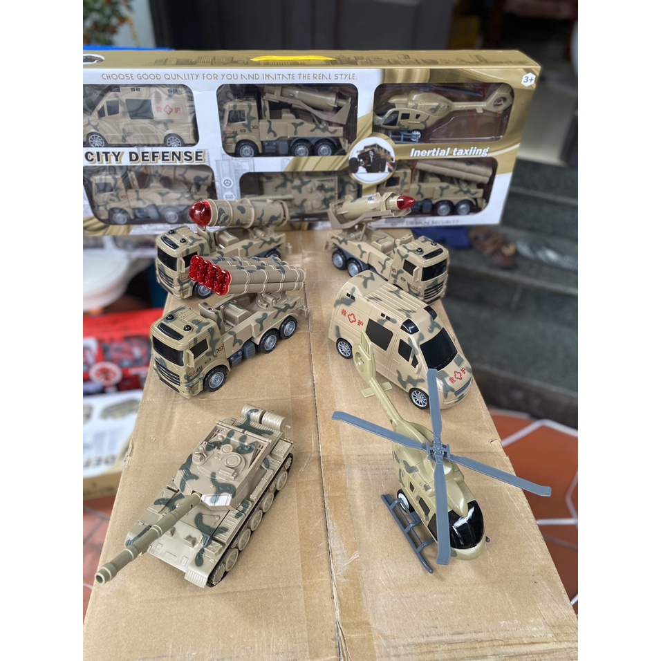 Bộ đồ chơi 6 xe quân sự chạy đà siêu to