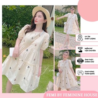 Đầm Suông Hoa Thêu xinh xắn, váy suông diện hè, váy suông đi làm đi chơi