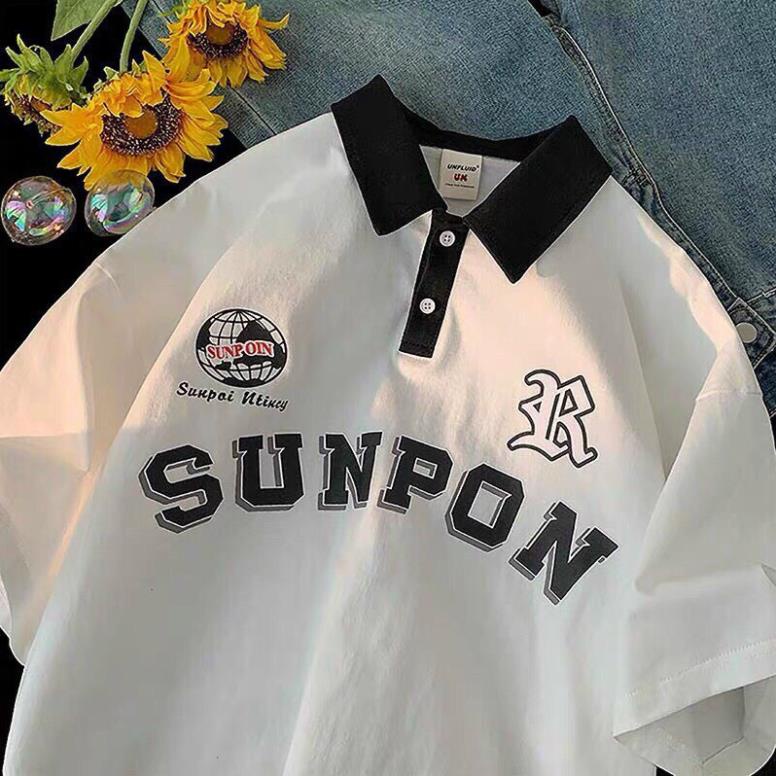 Áo polo form rộng tay lỡ Unisex nam nữ SUNPON siêu đẹp áo thun cổ bẻ tay lỡ dáng thụng