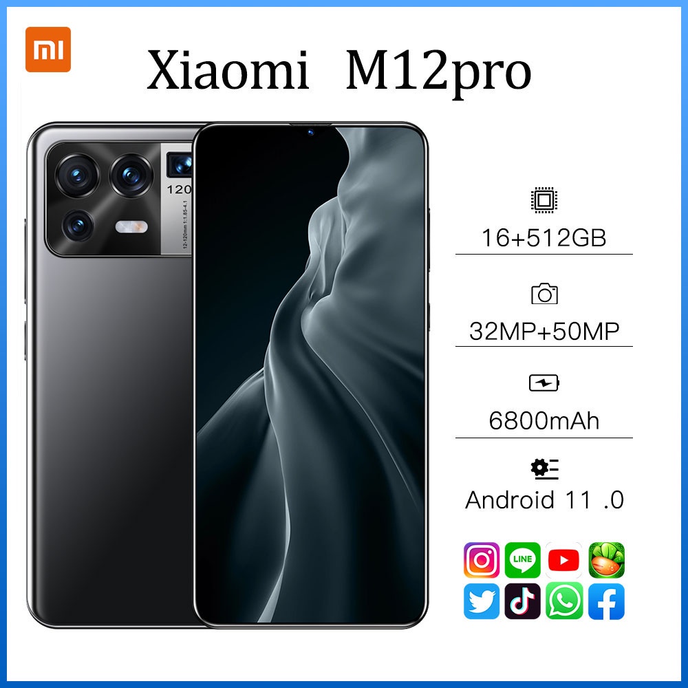 Điện thoại M12 pro 12GB+512GB mới nguyên bản smartphone bán điện thoại thẻ kép Android 5G COD