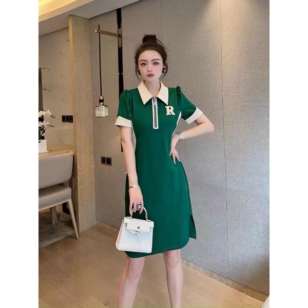 Đầm thun phối màu kèm pk. Nhập QC