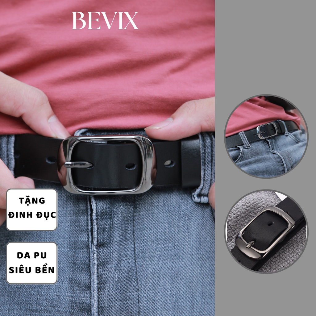 Thắt lưng, Dây lưng nịt lưng nam nữ FORD BEVIX chất liệu da PU bản nhỏ mặt vuông thời trang Hàn Quốc