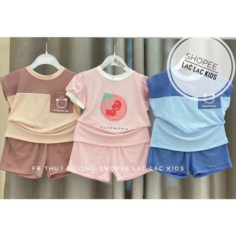 GOODMAMA-Bộ cộc tay vai chờn phối ngực cho bé trai/bé gái