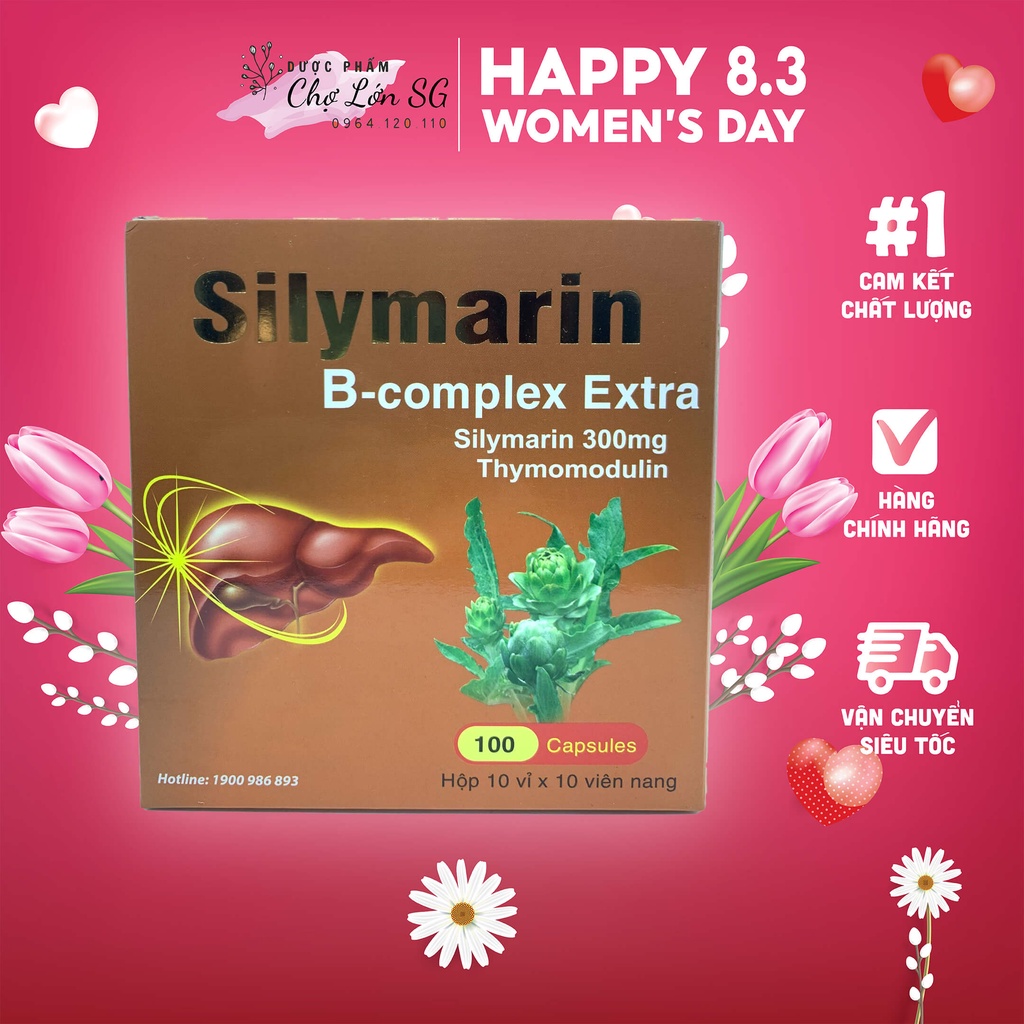 Viên uông bổ gan SILYMARIN B-COMPLEX EXTRA giải độc gan, mát gan, hạn chế tổn thương do bia rượu (NÂU)