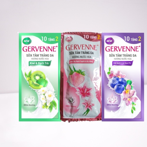 GERVENNE - DÂY 12 GÓI SỮA TẮM GERVENNE 5G ĐỦ MÙI LỰA CHỌN.