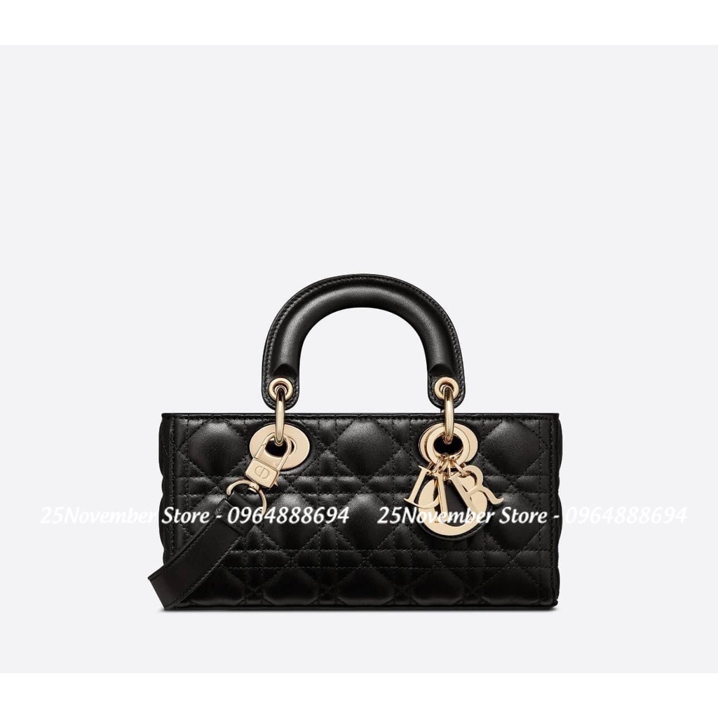 Túi xách D.i. o.-r l.a.d.y Dáng ngang màu đen size 26cm