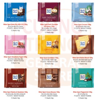 Sô cô la thanh vuông Ritter Sport nhiều vị 100g