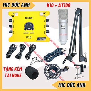 Bộ sound card k10 mic isk at100 chính hãng chuyên thu âm, livestream chuyên nghiệp bảo hành 1 năm