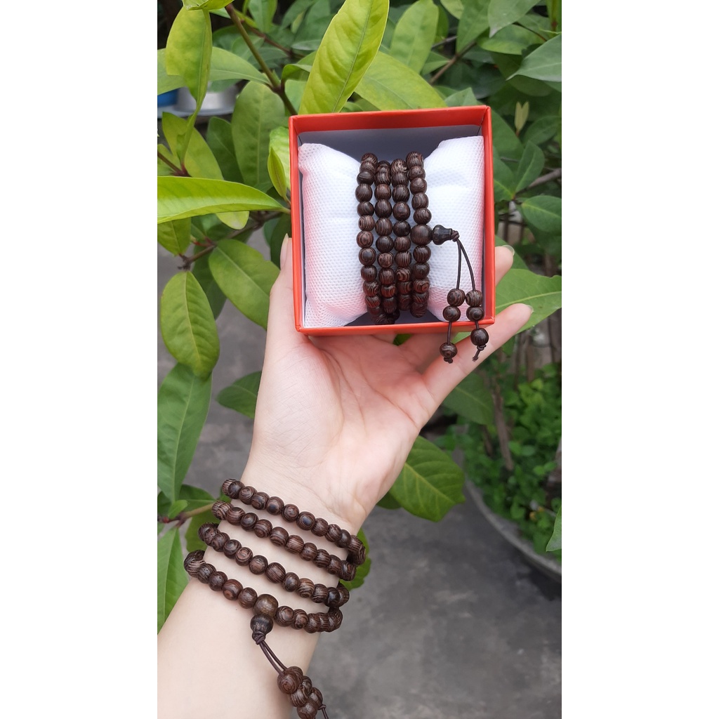 Vòng 108 hạt gỗ mun bình an(tặng hộp đựng)