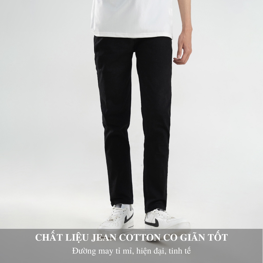 Quần Bò Nam MENSEVIC Đen Dáng Ôm Chất Liệu Jeans Cotton Co Giãn Không Bai Không Xù, Bền Màu HTRJ014