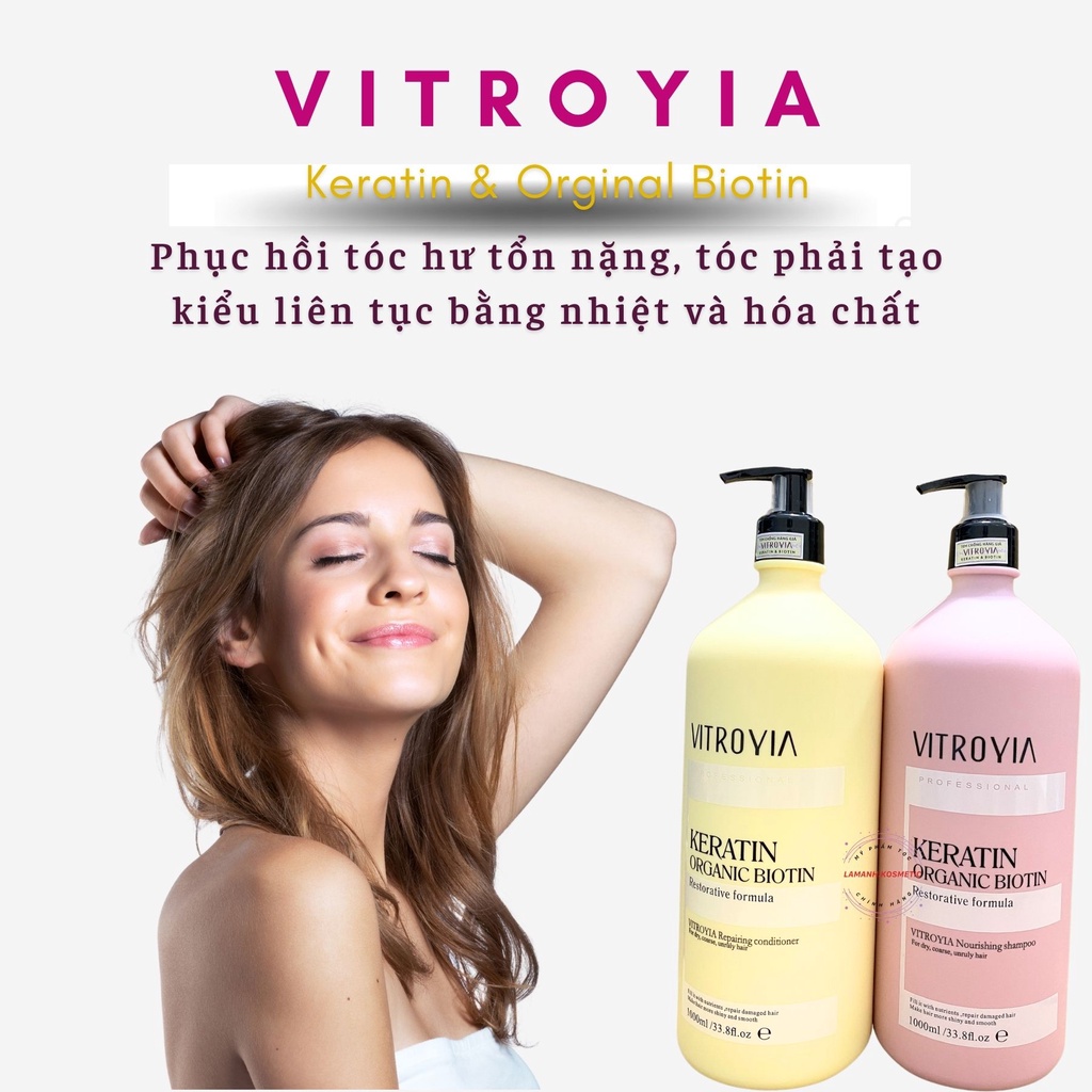 VITROYIA REPAIRING dầu gội xả dưỡng sinh phục hồi tóc siêu mềm mượt hương thơm sang chảnh SIZE: 1000ML hàng chính hãng