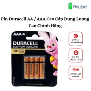 PIN DURACELL ALKALINE AAA (3A) 1 VỈ 4 VIÊN - Pin cho máy huyết áp, máy massage, máy xung điện, remote Tivi, Máy Lạnh
