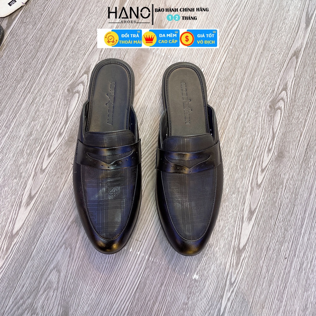 Giày Sục Nam Đai Phối Kẻ ô Thanh Lịch Trẻ Trung Da mềm Chuẩn Xịn Êm chân VNXK