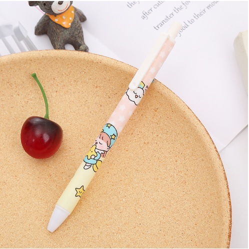 Bút Bi Bấm Cô Gái Trà Sữa Siêu Dễ Thương - Bút Bi Viết Văn Phong Mực Đen