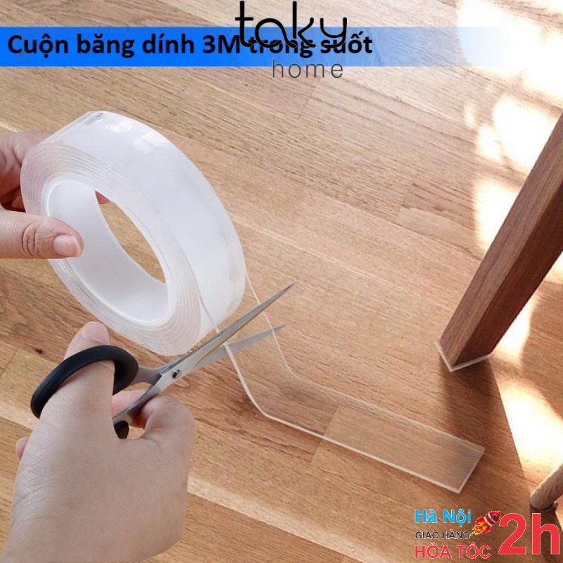 Cuộn Băng Dính Trong Suốt 2 Mặt, Băng Keo Đa Năng, Sử Dụng Dính Đồ Vật Trong Nhà, Tái Sử Dụng- TakyHome 6005