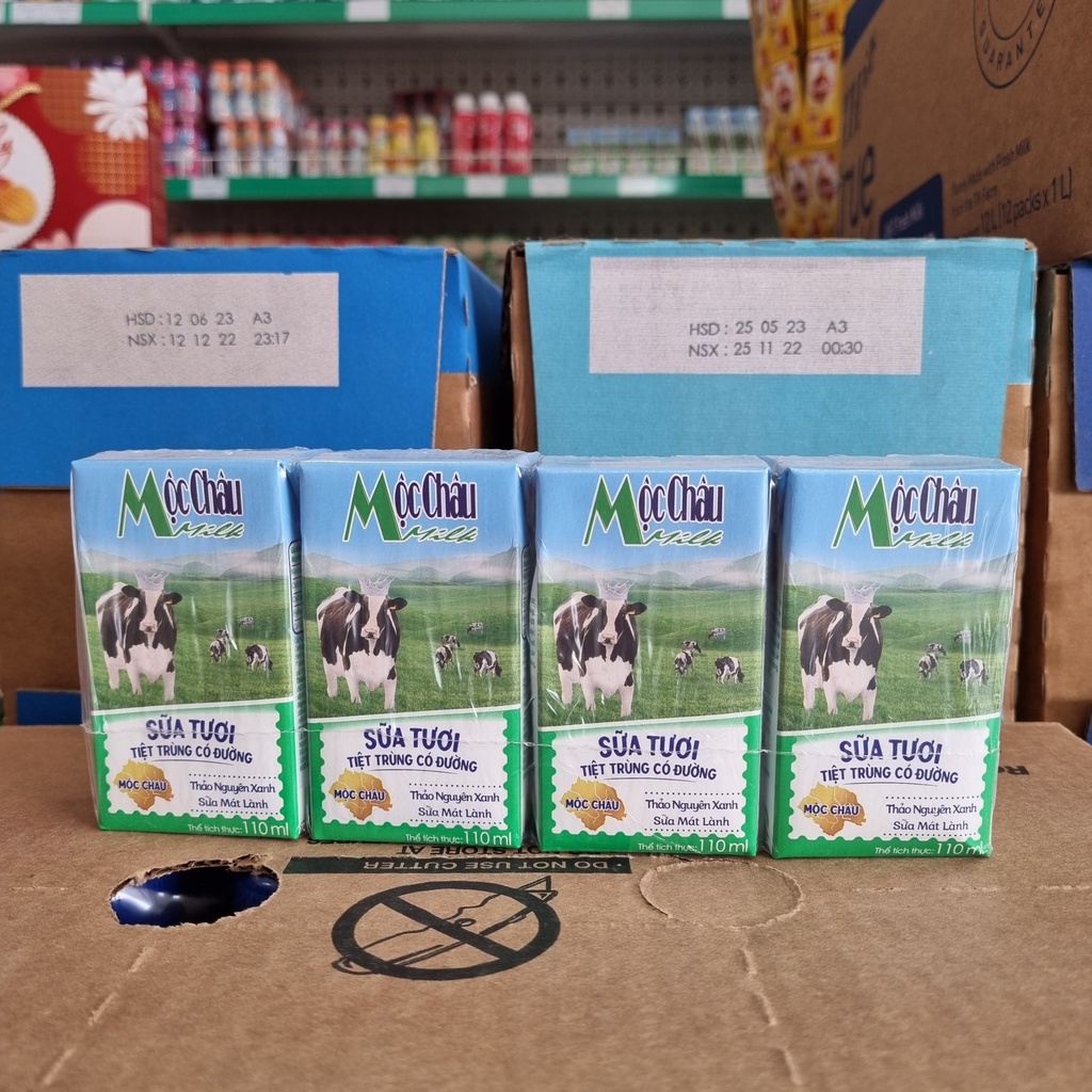 Sữa tươi Mộc Châu nguyên chất -  hương dừa lốc 4 hộp