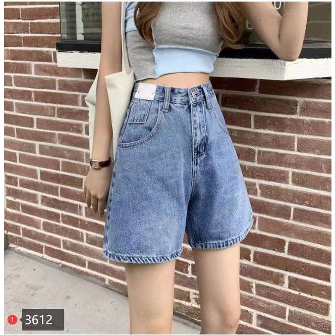 Quần short jean nữ ống ngố lưng cao ống rộng cạp cao đẹp, mẫu mới nhất