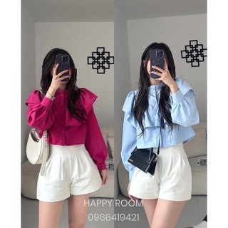 Áo tiểu thư bánh bèo dài tay dáng crop