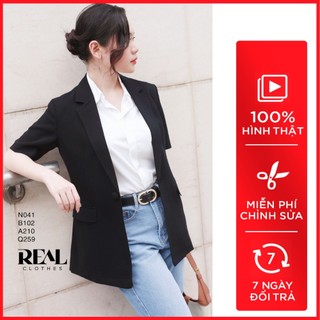 Blazer công sở dáng suông japan cindy đen_REAL