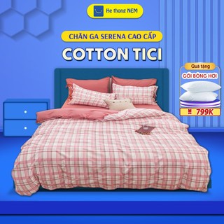 Bộ Chăn Ga Gối Nệm 5 Món Cotton Tici SERENA Chuẩn Khách Sạn 5 Sao Set Vỏ Chăn Ga Ra Drap Gối Nệm Phủ Giường Cao Cấp
