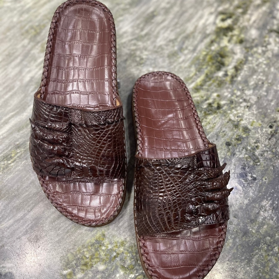 Dép Da Cá Sấu Quai Ngang Móng ĐẾ ĐÚC 2DO LEATHER G929D Quà Tặng Cho Người Thân, Sang Trọng, Cao Cấp, Siêu Bền