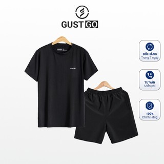  Combo Áo Quần GustGo Nam Basic Trơn Co Giãn Thoải Mái Full Size Màu Đen 