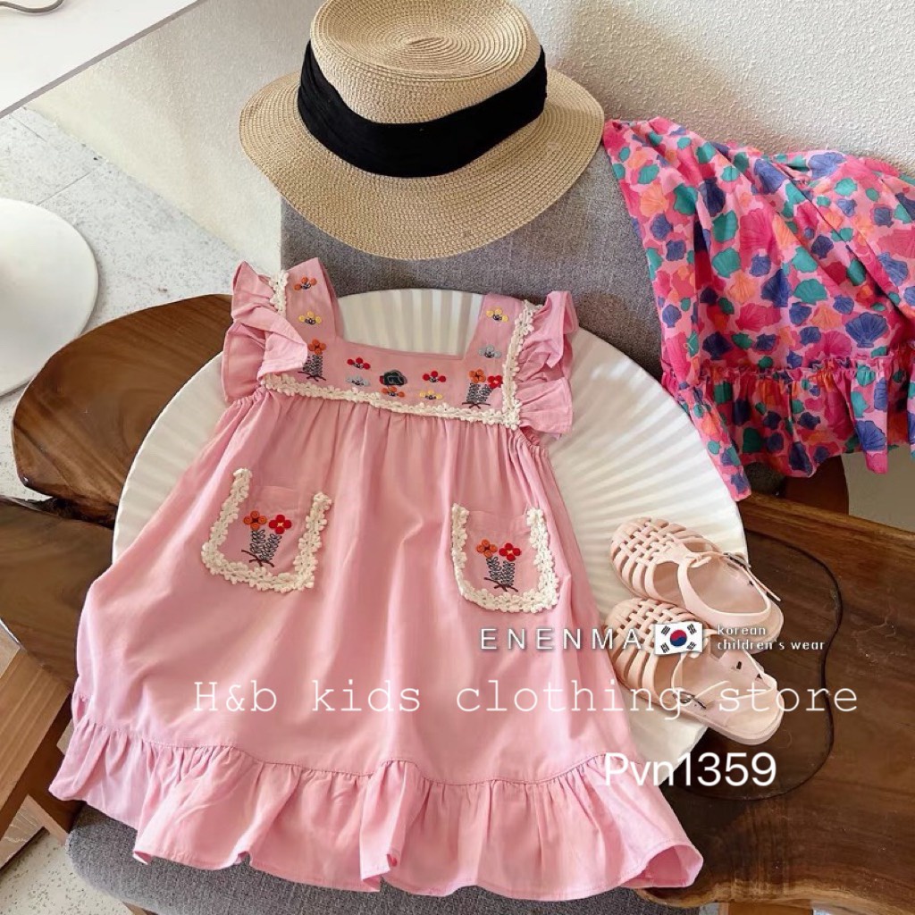 Váy bé gái LINHCHI.KIDS chất vải đũi lạnh kiểu dáng đáng yêu mặc cực kỳ thoáng mát- Đầm công chúa dễ thương từ 8-20Kg
