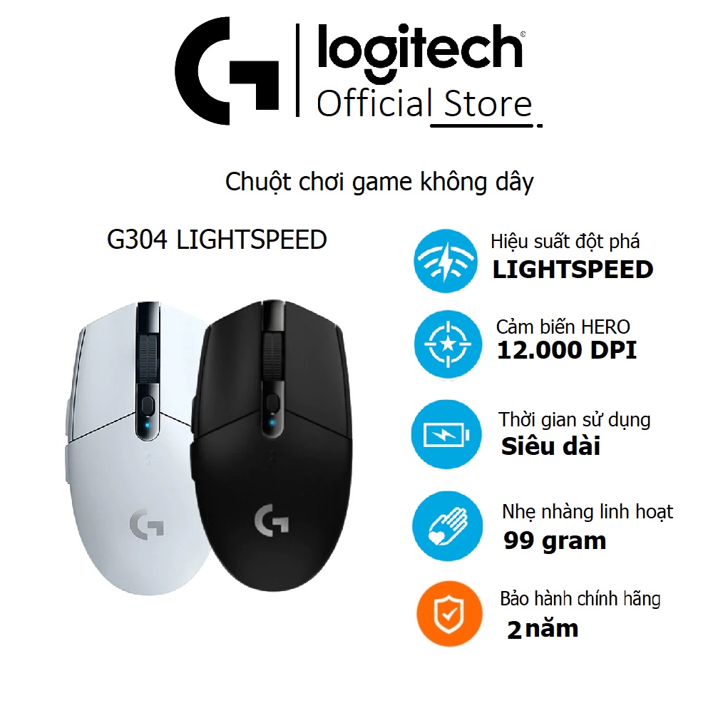 Chuột game không dây Logitech G304 - nhẹ, 6 nút lập trình, onboard memory, pin 250h Lightspeed, 12.000 DPI